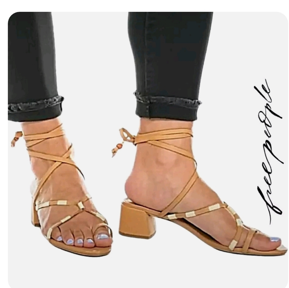 New Free People Hermsa ssndals block heels ankle strap shoes women sz 9